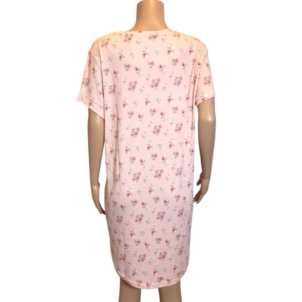 Elizabeth & Nicole Sleepwear Nightgown 1X 2X Ribbed Pink Floral “Blessed Mother” - Picture 4 of 7